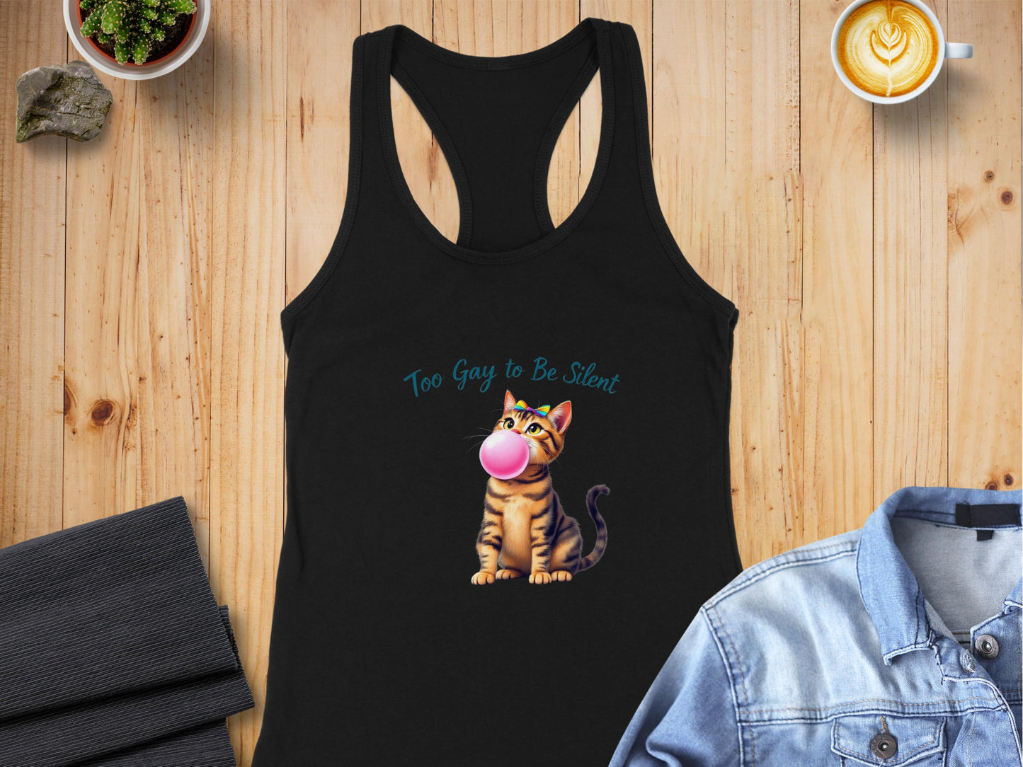 Too Gay to Be Silent Cat Graphic Tank Top product type