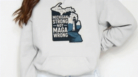 A person wearing a white hoodie with a graphic design on the back.