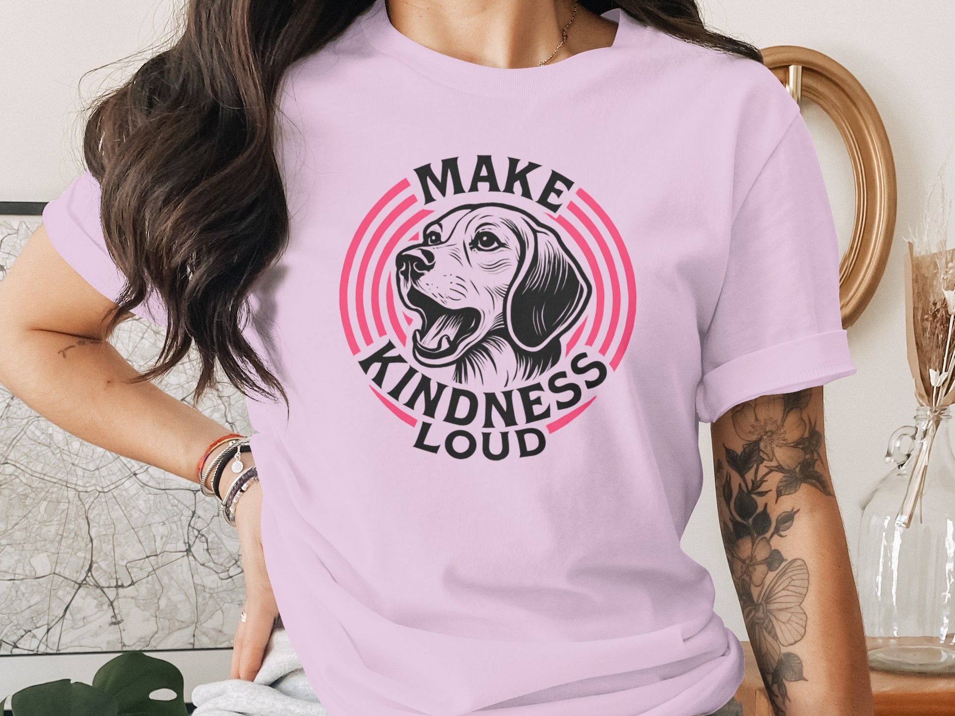 Make Kindness Loud Graphic Dog Design Shirt