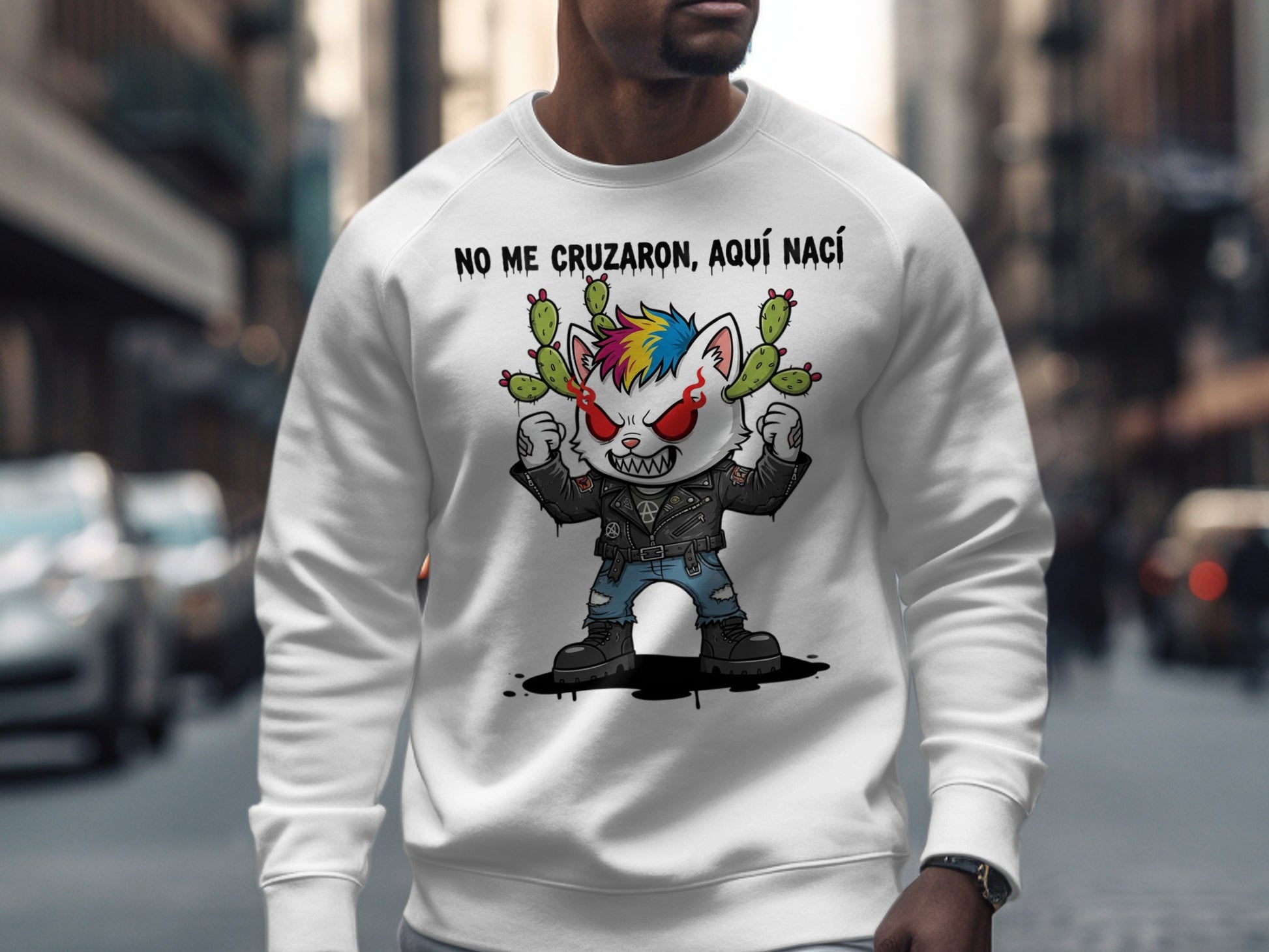 No Me Cruzaron Aquí Nací Punk Cat Sweatshirt product