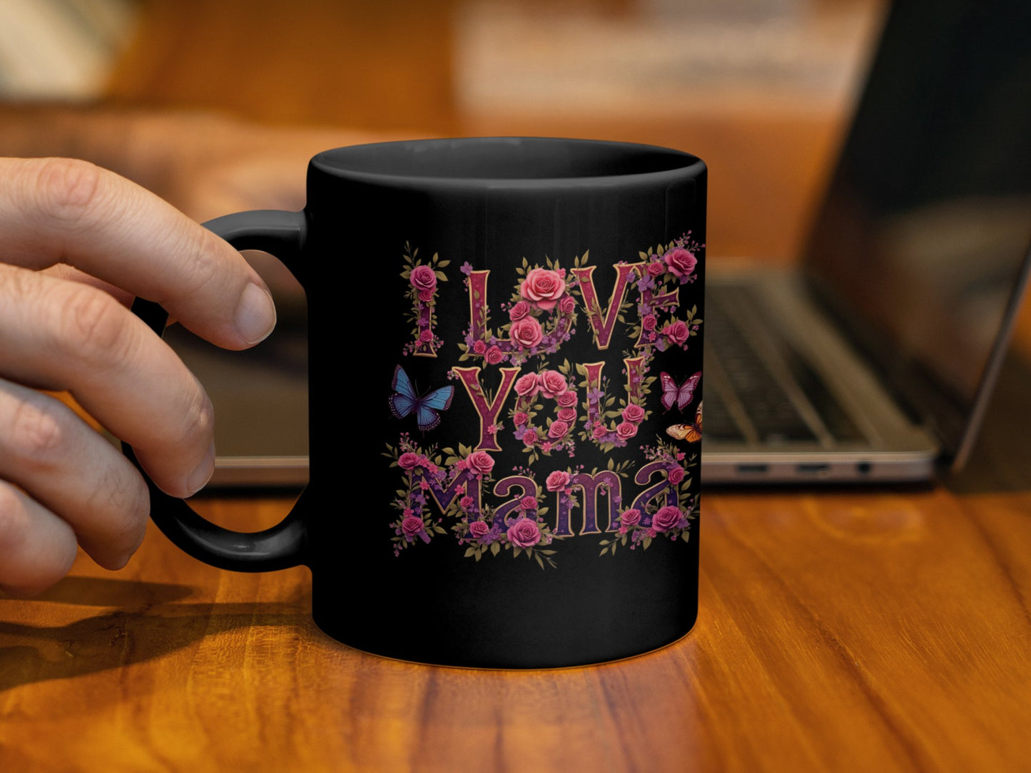 I Love You Mama Floral Butterflies Coffee Mug Product