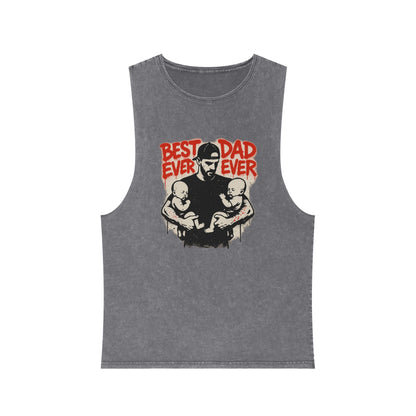 Best Dad Ever Stonewash Tank Top - Father's Day Gift, Dad Apparel, Unisex Summer Wear, Casual Outfit, Family Tank Top