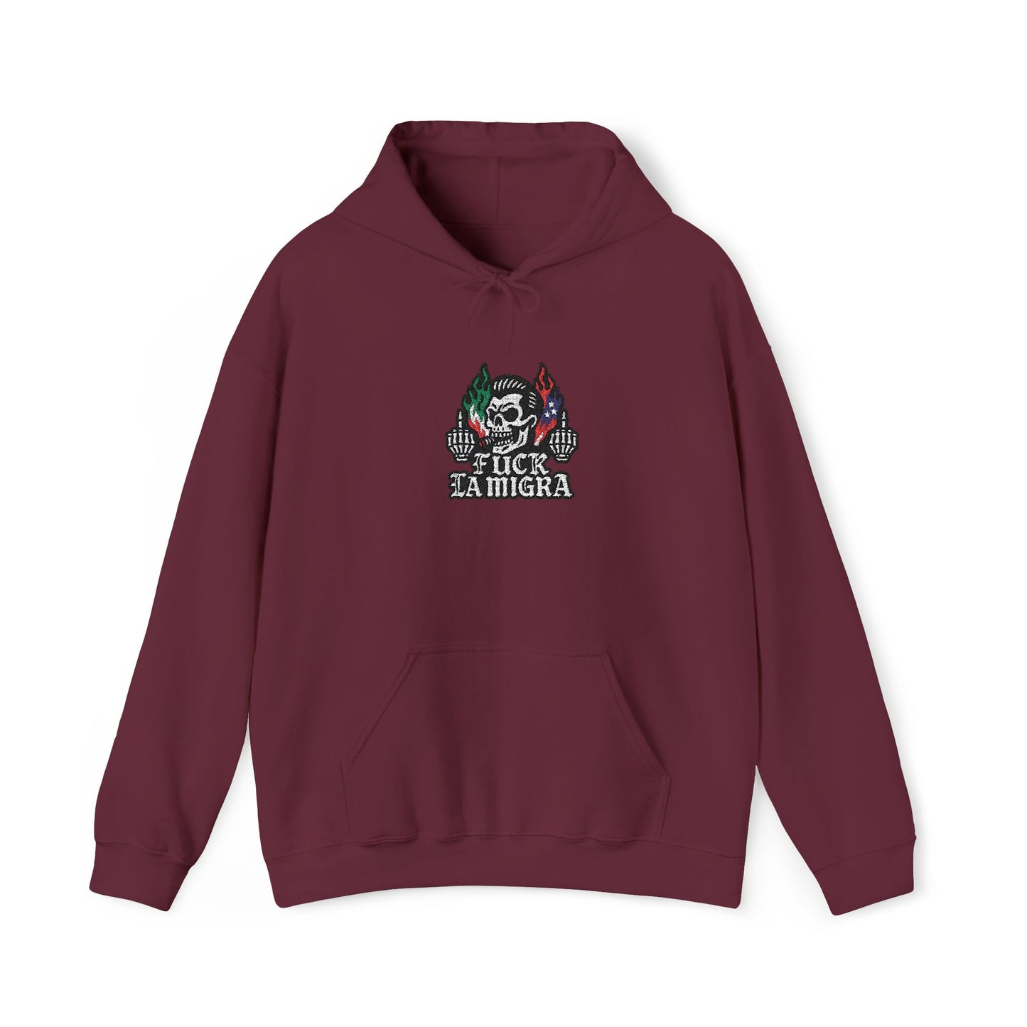 Fuck La Migra Embroidery Hoodie Anto Trump Hoodie Unisex Heavy Blend™ Hooded Sweatshirt