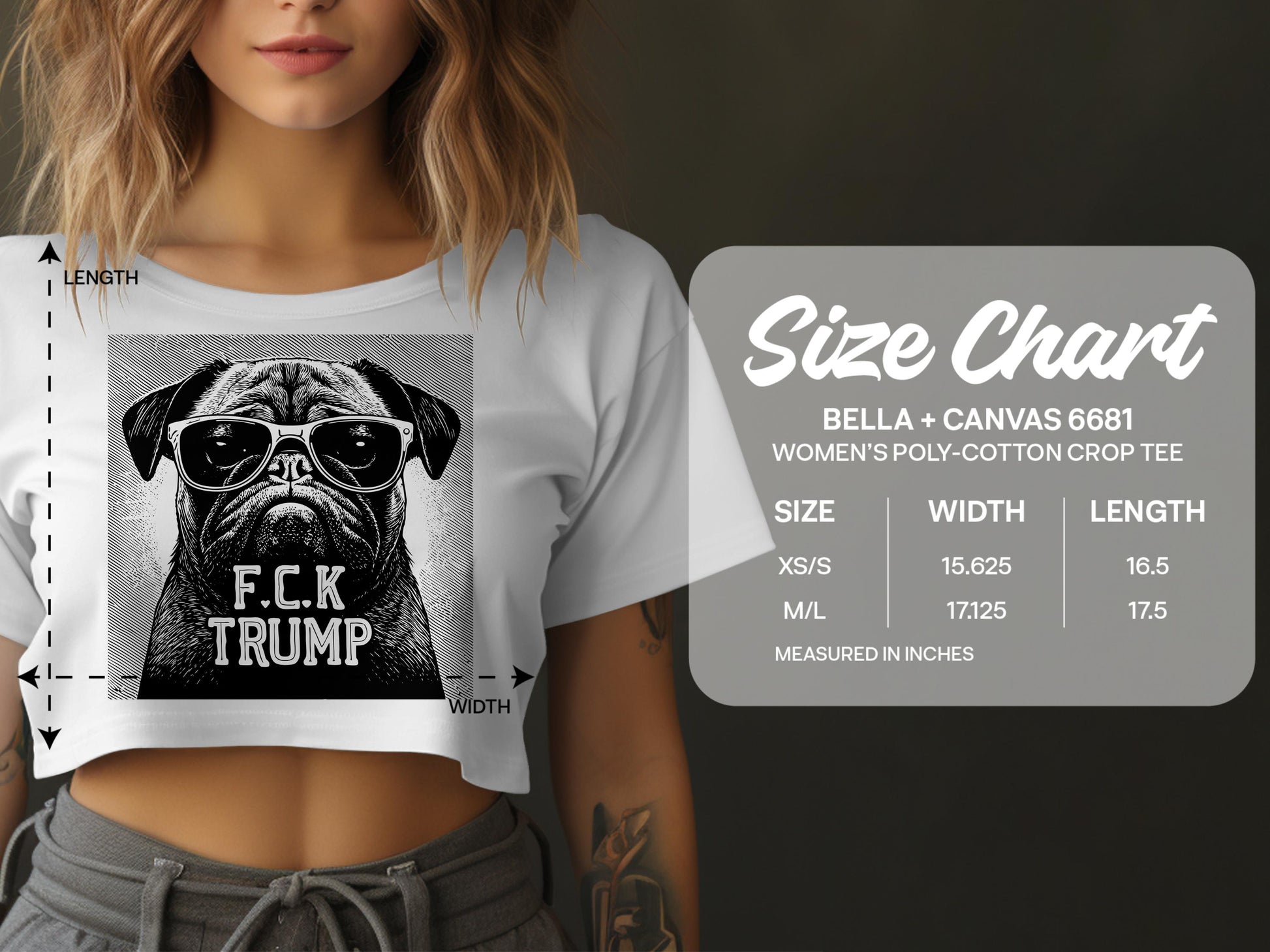 Trendy Graphic Pug Design Women's Crop Tee product type