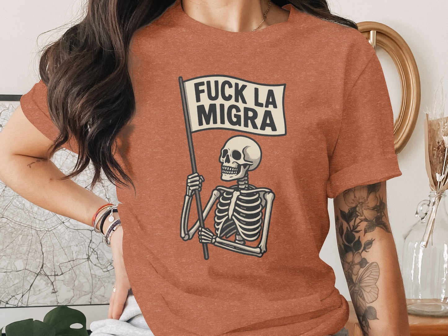 Fuck La Migra Skeleton Graphic T-Shirt product type
