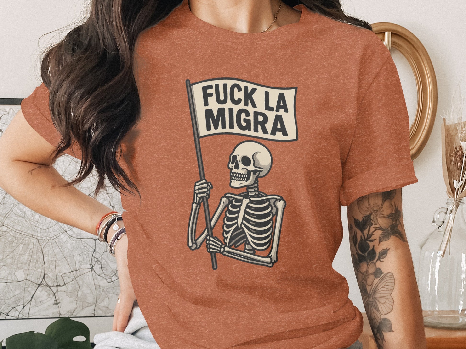 Fuck La Migra Skeleton Graphic T-Shirt product type