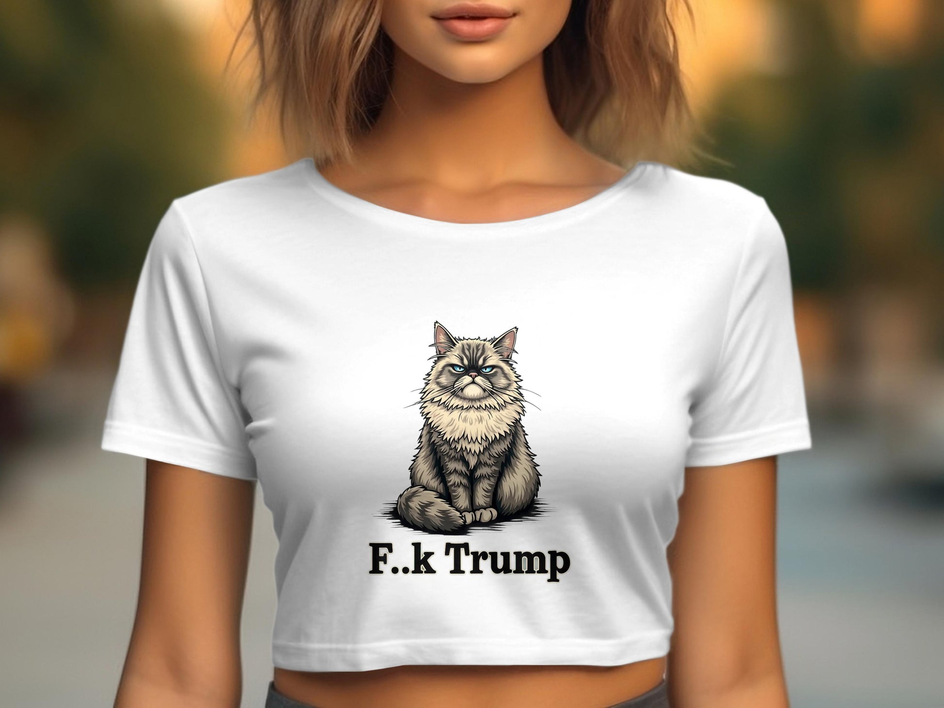 F.k Trump Illustrated Cat Graphic Crop Top product