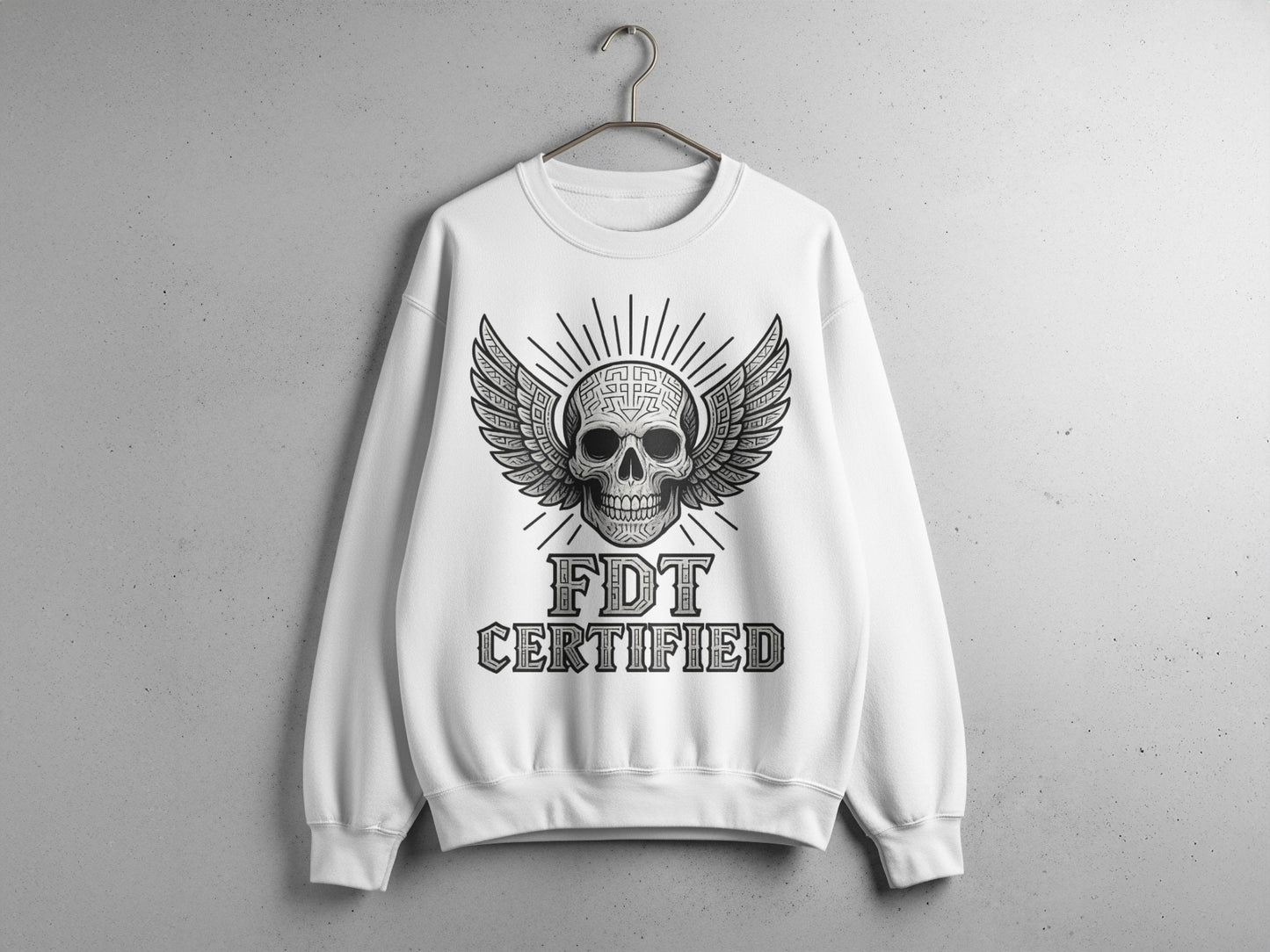 FDT Certified Skull and Wings Graphic Sweatshirt