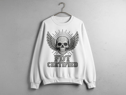 FDT Certified Skull and Wings Graphic Sweatshirt