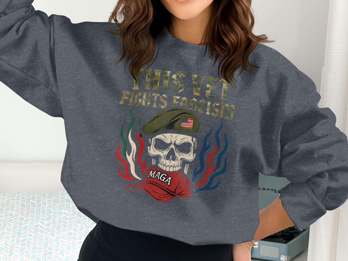 This Vet Fights Fascism Graphic Sweatshirt product type