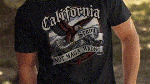 a person wearing a black t-shirt with a graphic design on it.