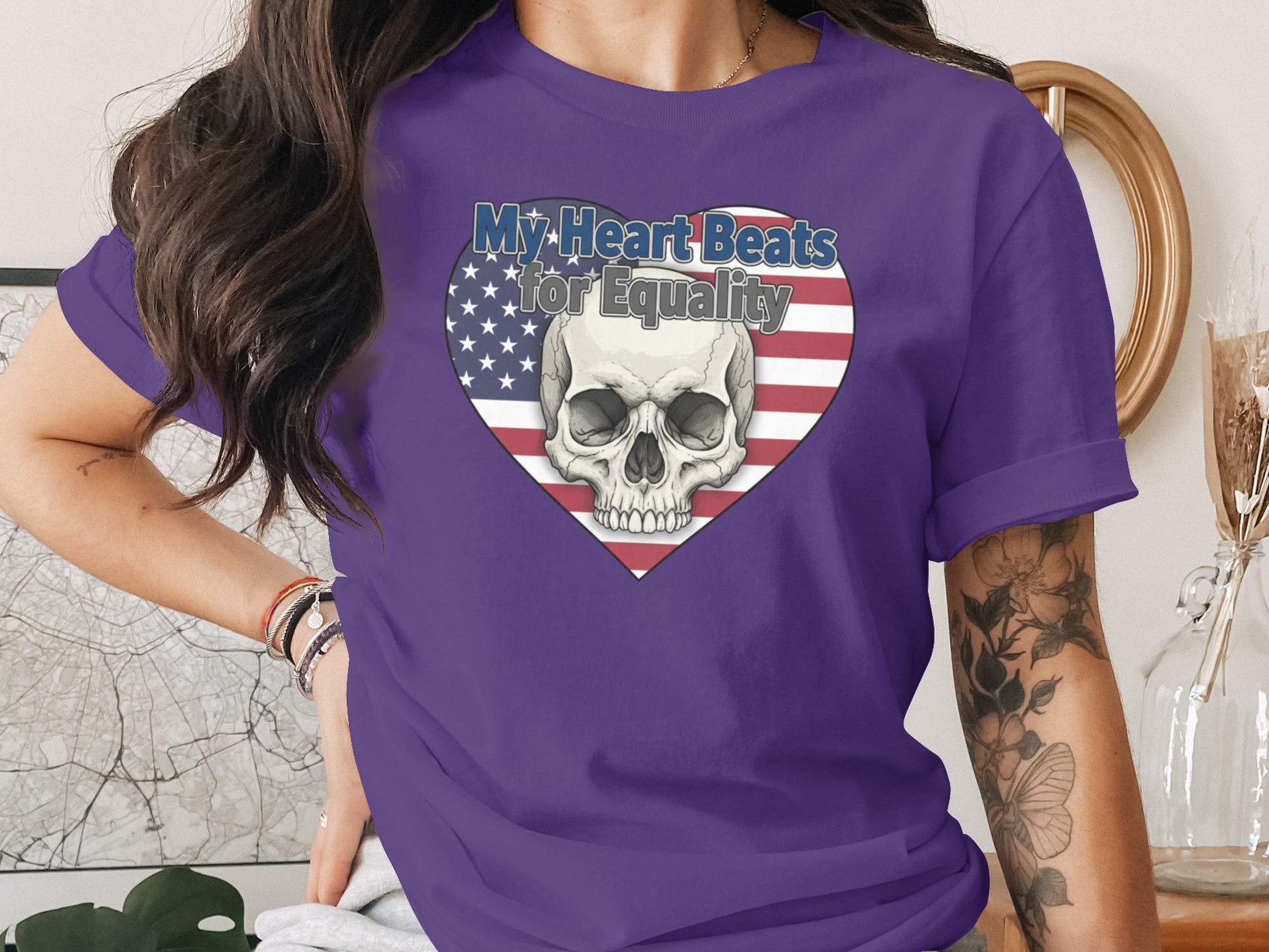 My Heart Beats for Equality Skull Design Shirt