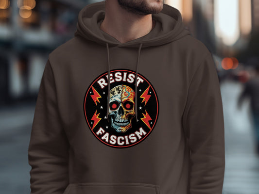 Resist Fascism Skull Graphic Unisex Hoodie product type