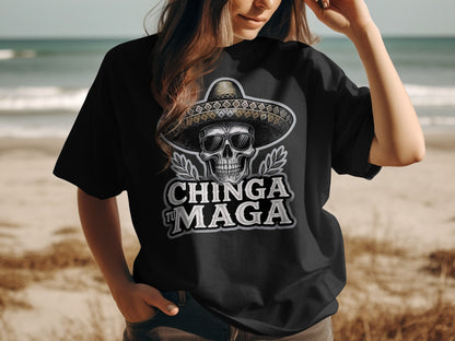 Chinga Tu Maga Skull Design Graphic Shirt product