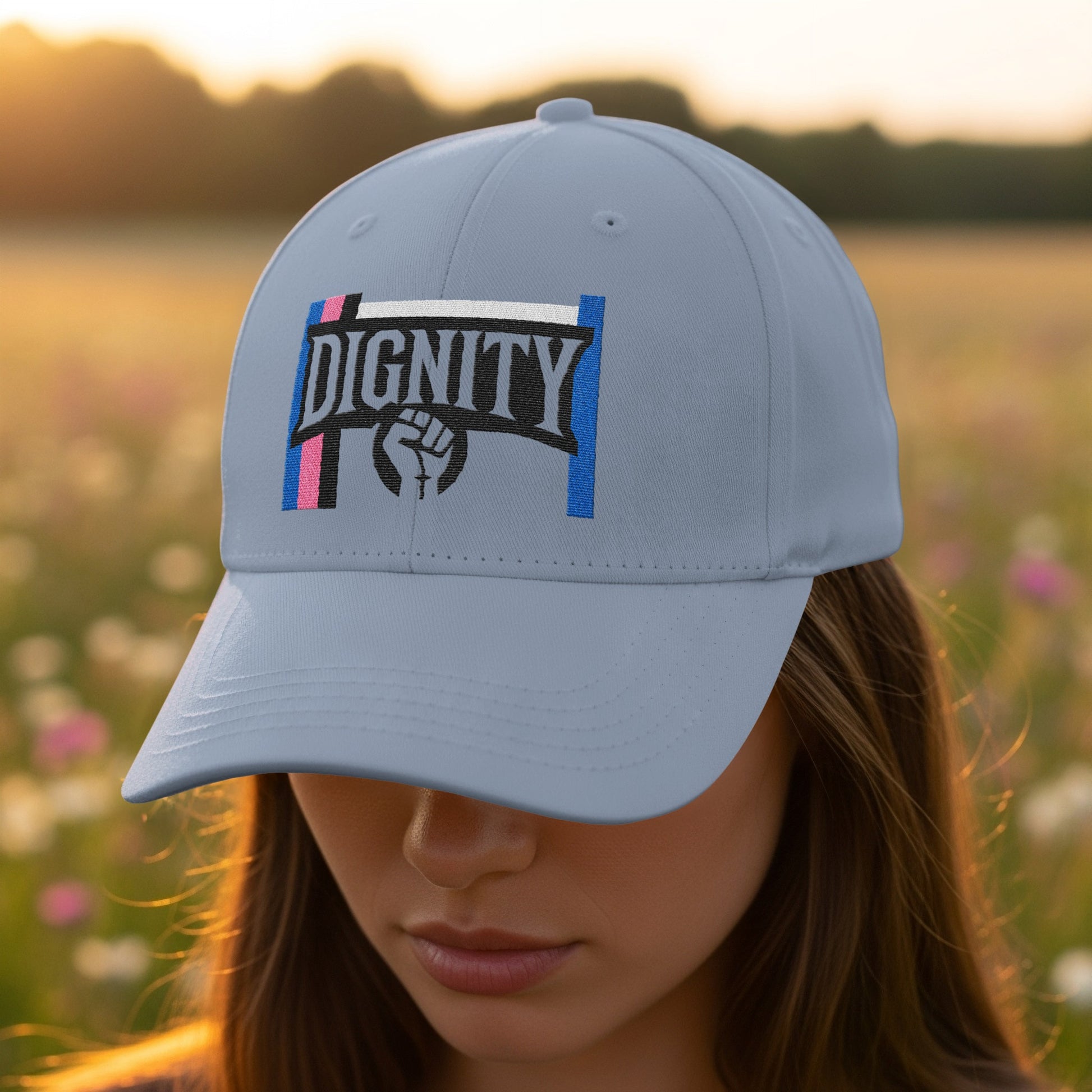 Dignity themed blue adjustable print cap product