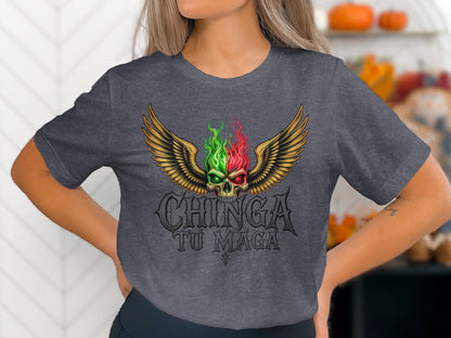 Skull with Wings Chinga Tu Maga Graphic Shirt product type