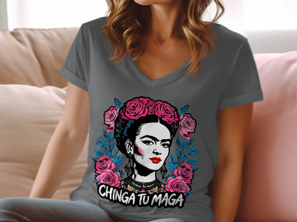 Frida Kahlo Protesting V Neck shirt T-Shirts