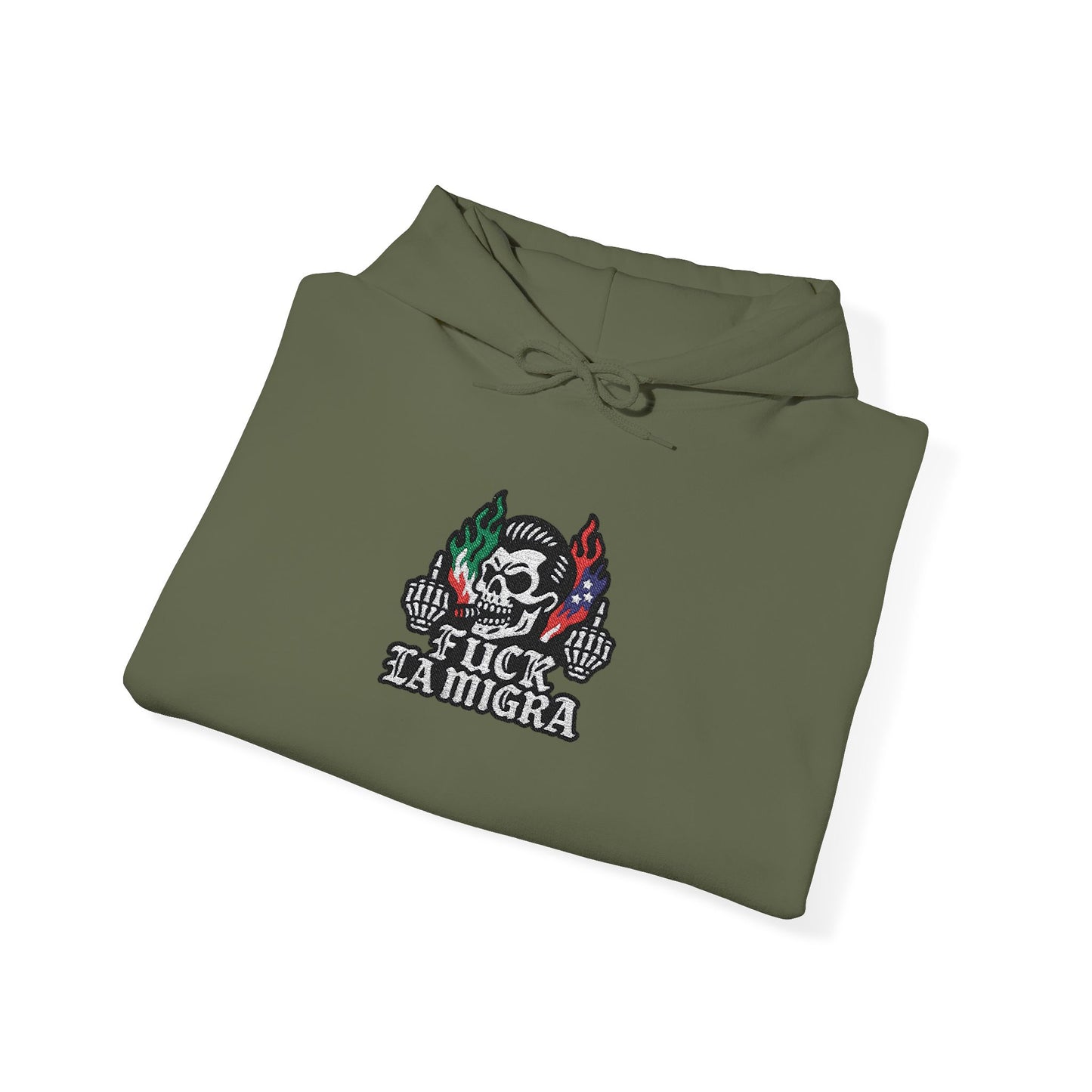 Fuck La Migra Embroidery Hoodie Anto Trump Hoodie Unisex Heavy Blend™ Hooded Sweatshirt