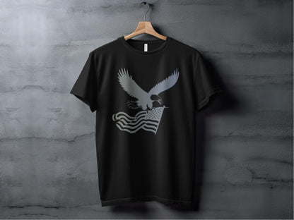 Patriotic Eagle and Flag Graphic on Black T-shirt product