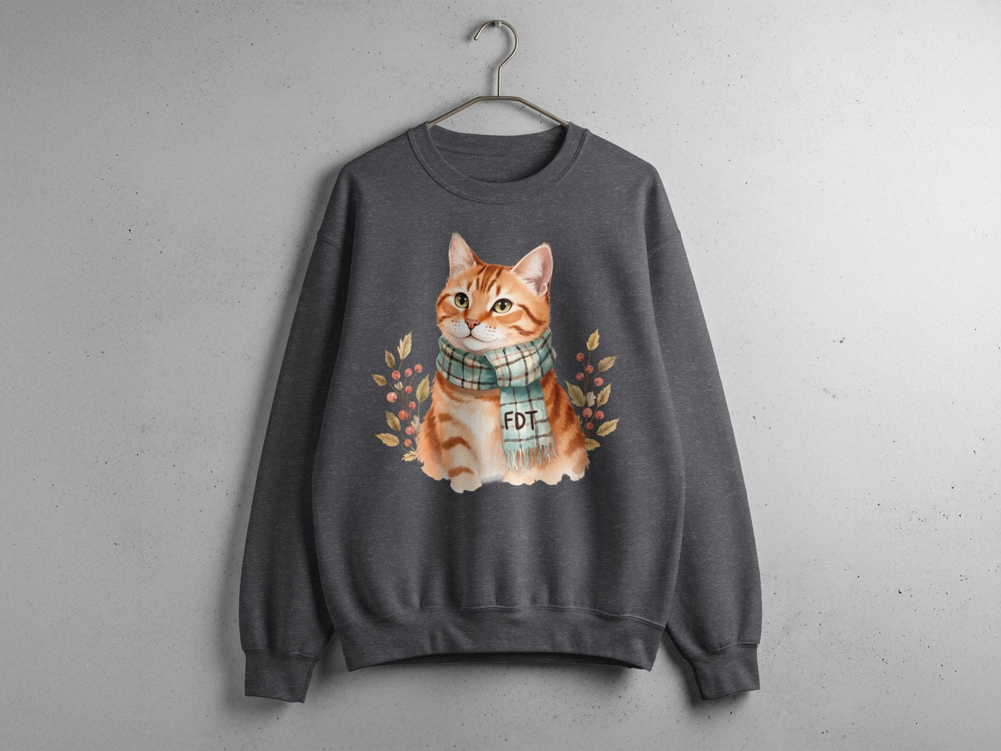 Cozy Graphic Sweatshirt with Cat Design for Winter
