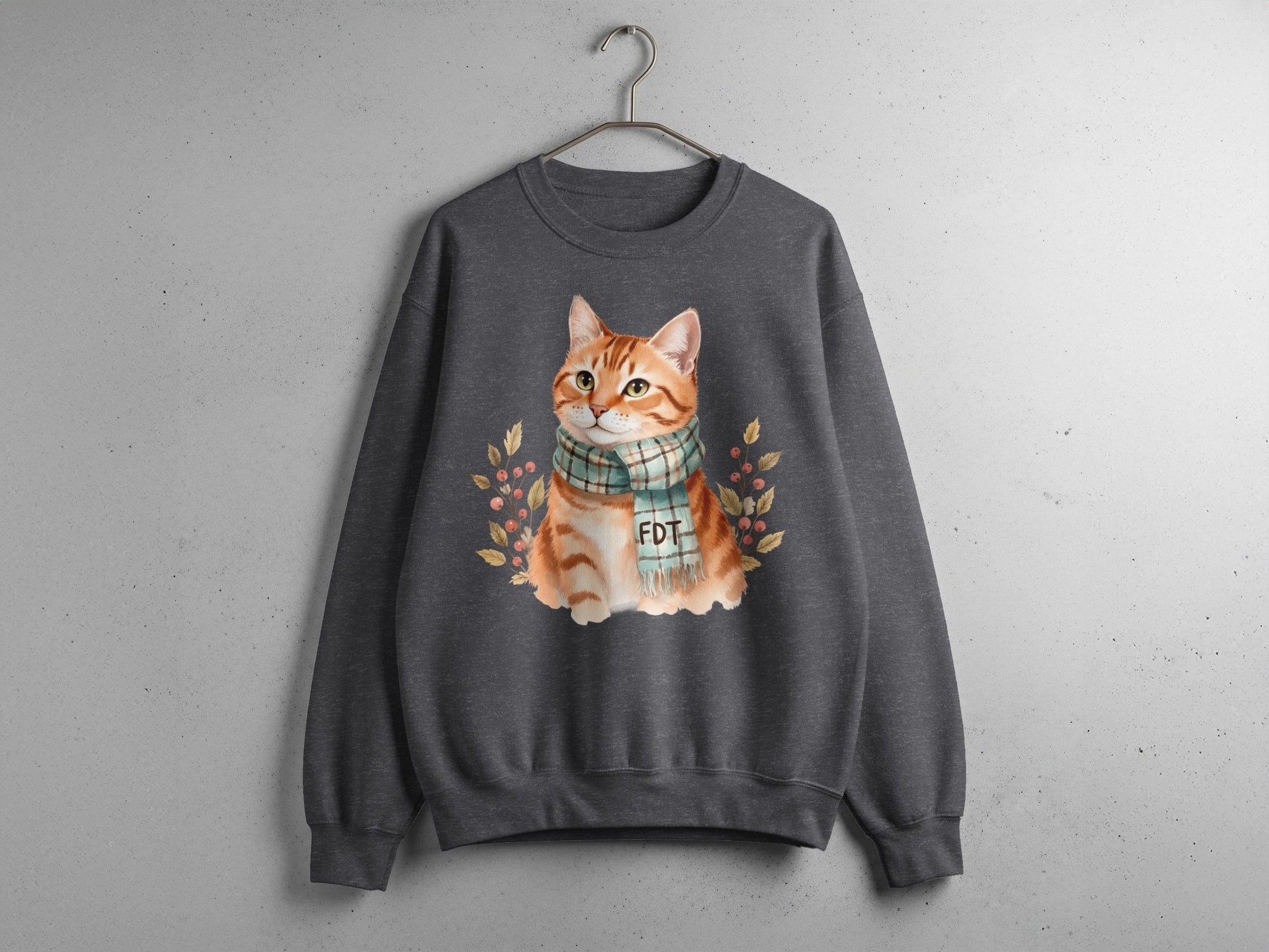 Cozy Graphic Sweatshirt with Cat Design for Winter
