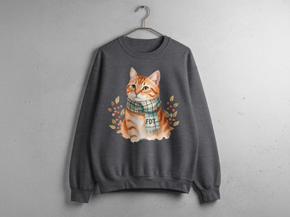 Cozy Graphic Sweatshirt with Cat Design for Winter