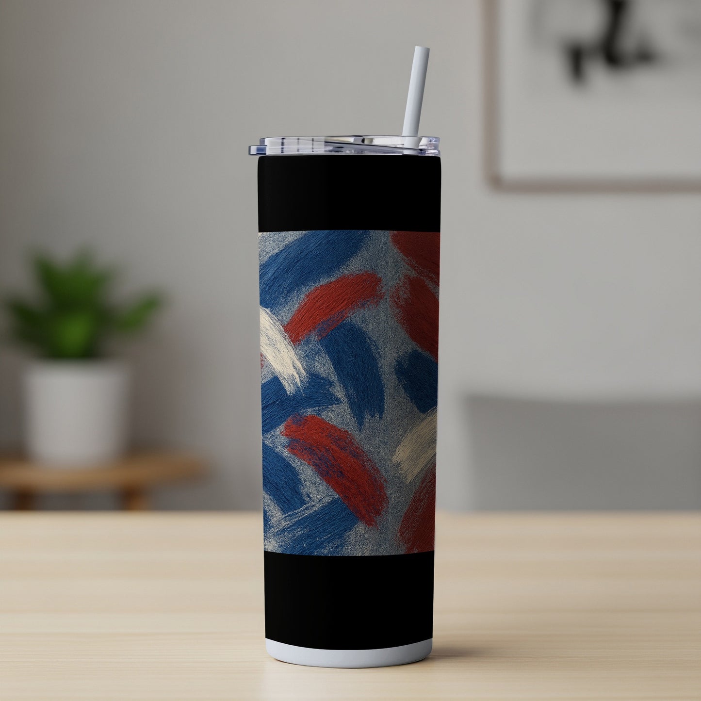 Colorful Abstract Pattern Tumbler with Straw product