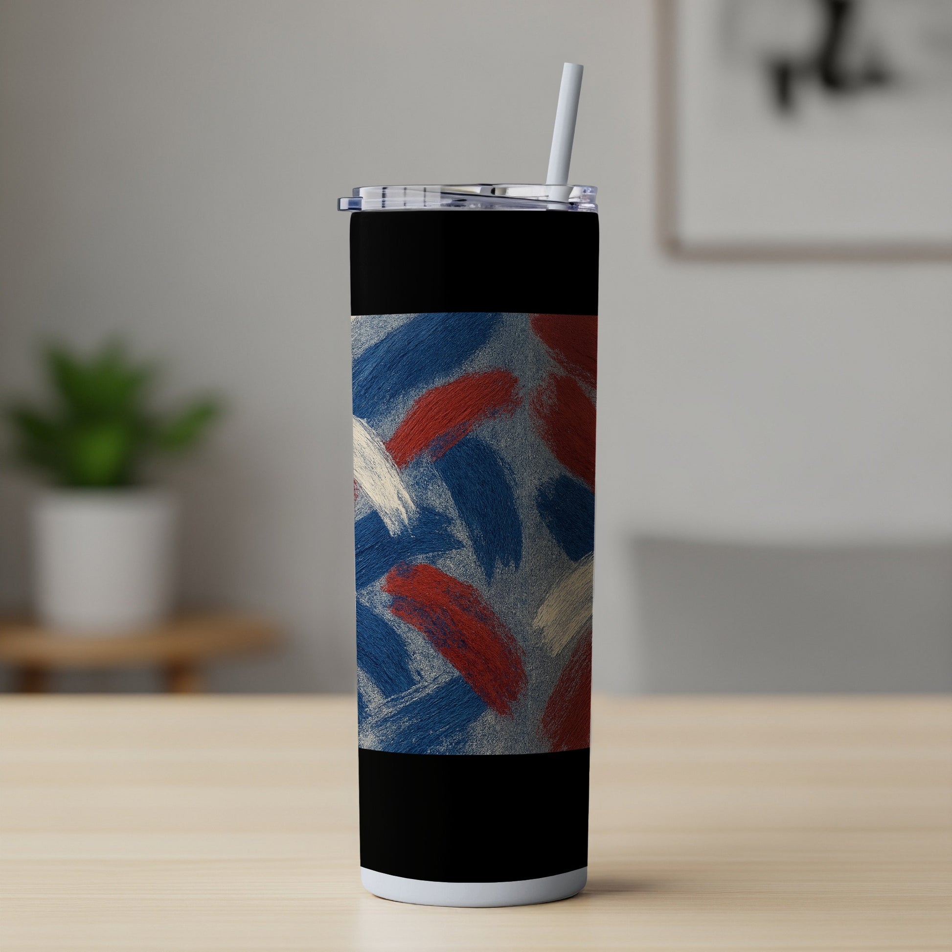 Colorful Abstract Pattern Tumbler with Straw product