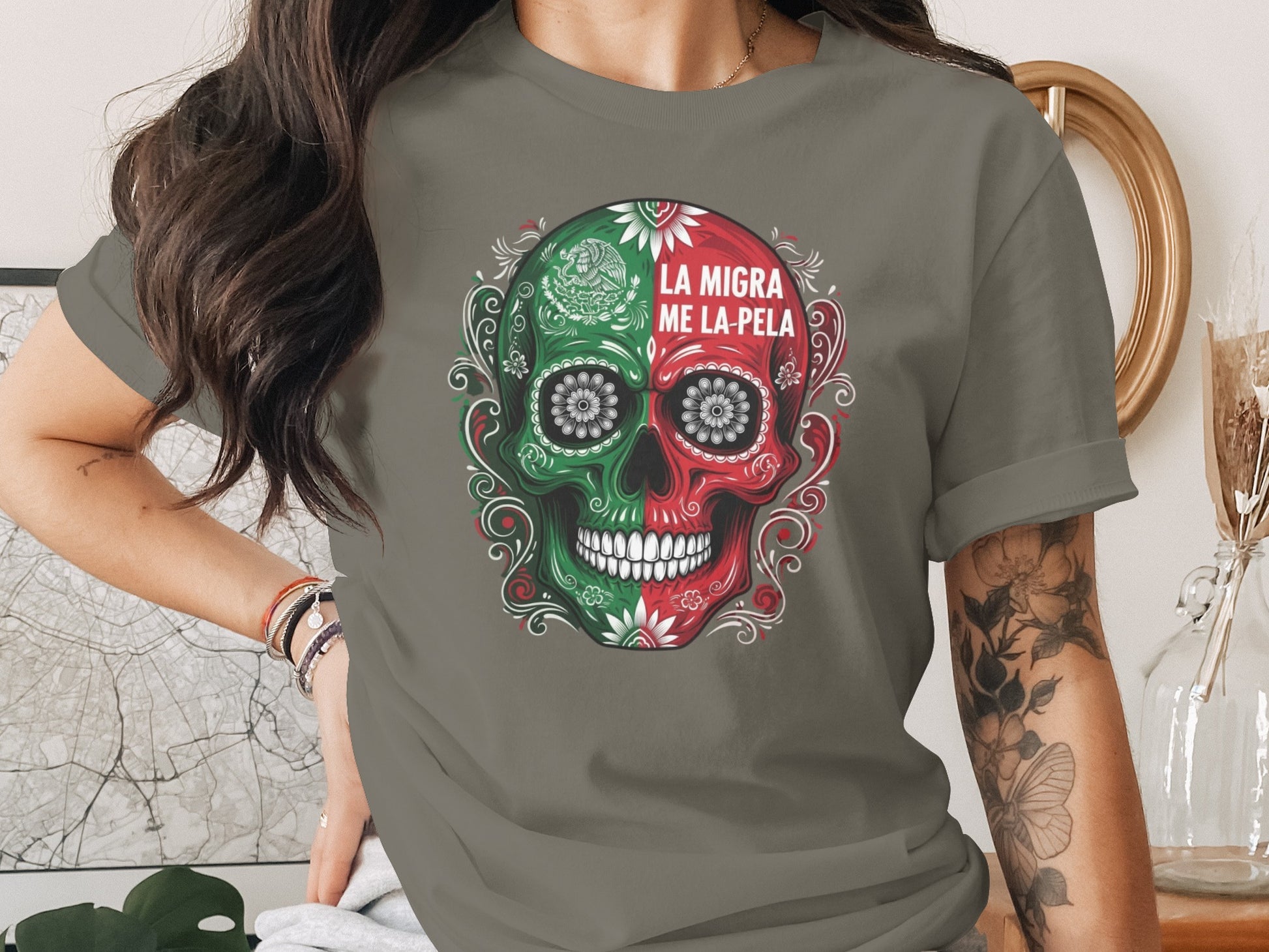 Skull Design with Mexico Flag Costume T-Shirt product type