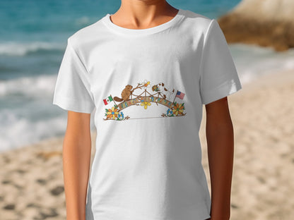 Colorful Bear and Flags Design Graphic Tee
