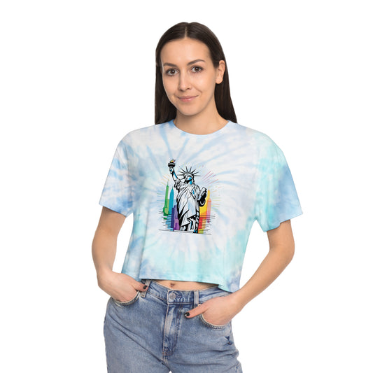 Pride corp tee Retro Women&#039;s Tie-Dye Crop Tee - Statue of Liberty Design