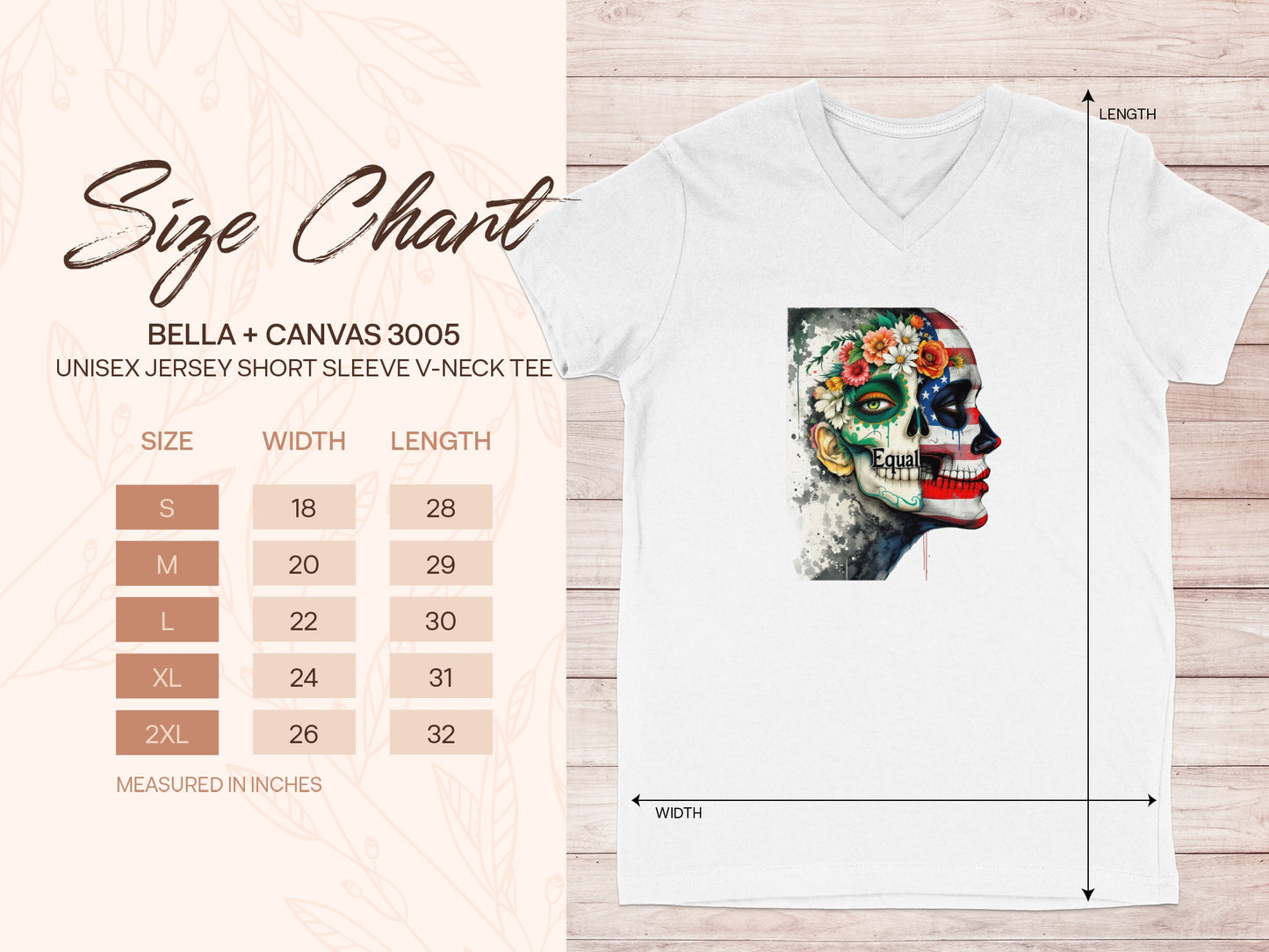 Colorful Sugar Skull Design V Neck T Shirt product