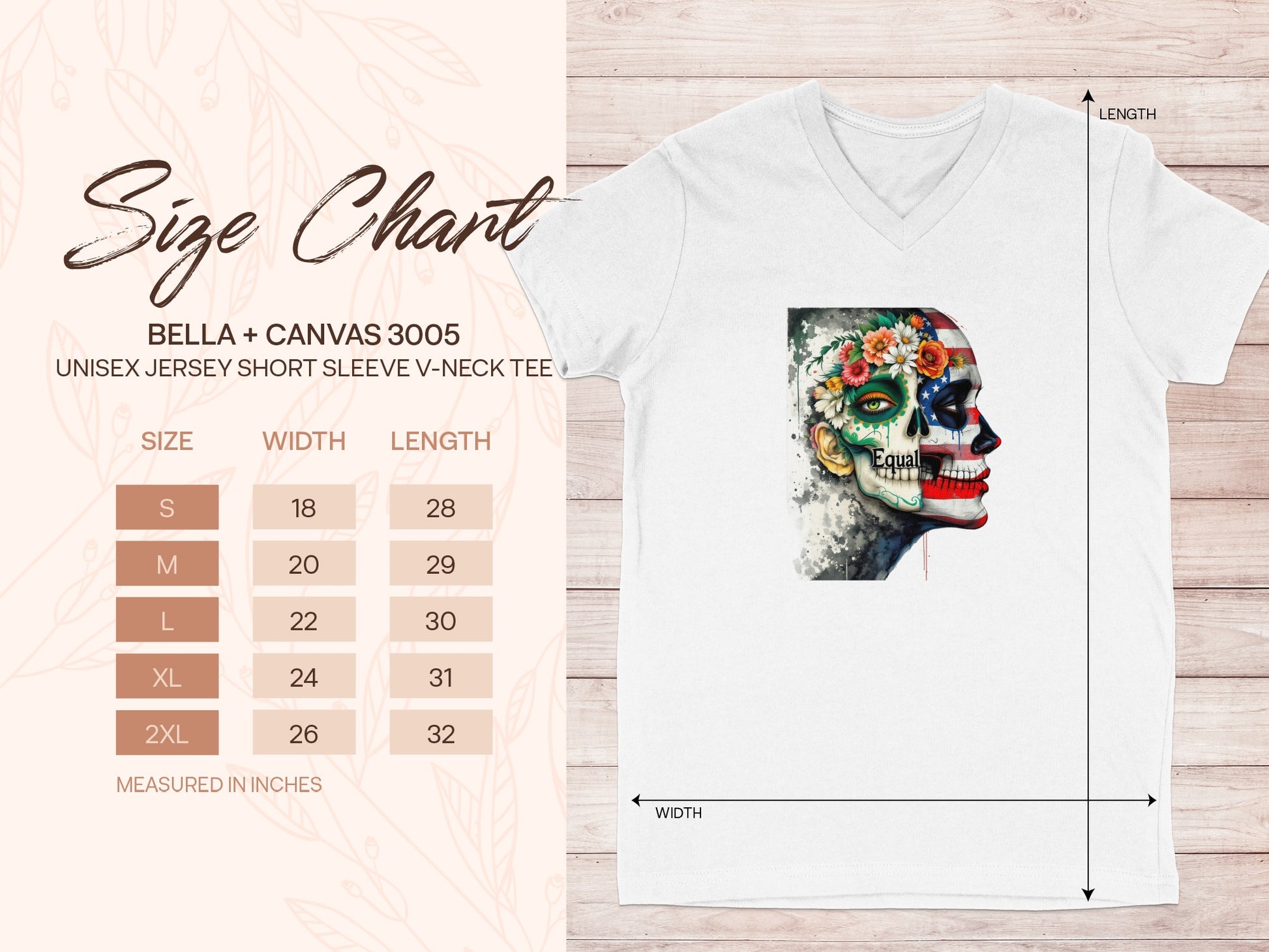 Colorful Sugar Skull Design V Neck T Shirt product