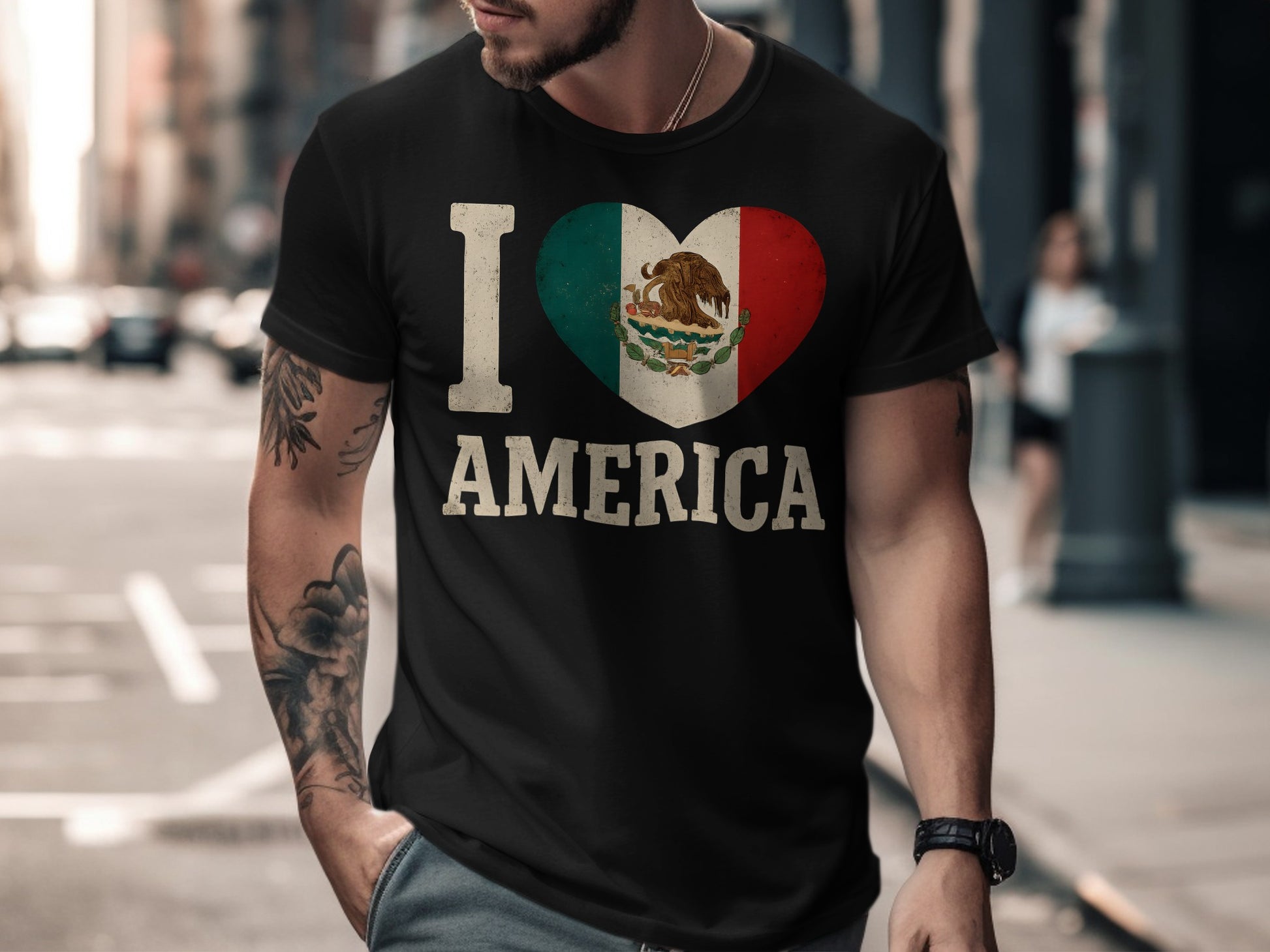 I Love America Mexican Flag Heart Graphic Shirt product