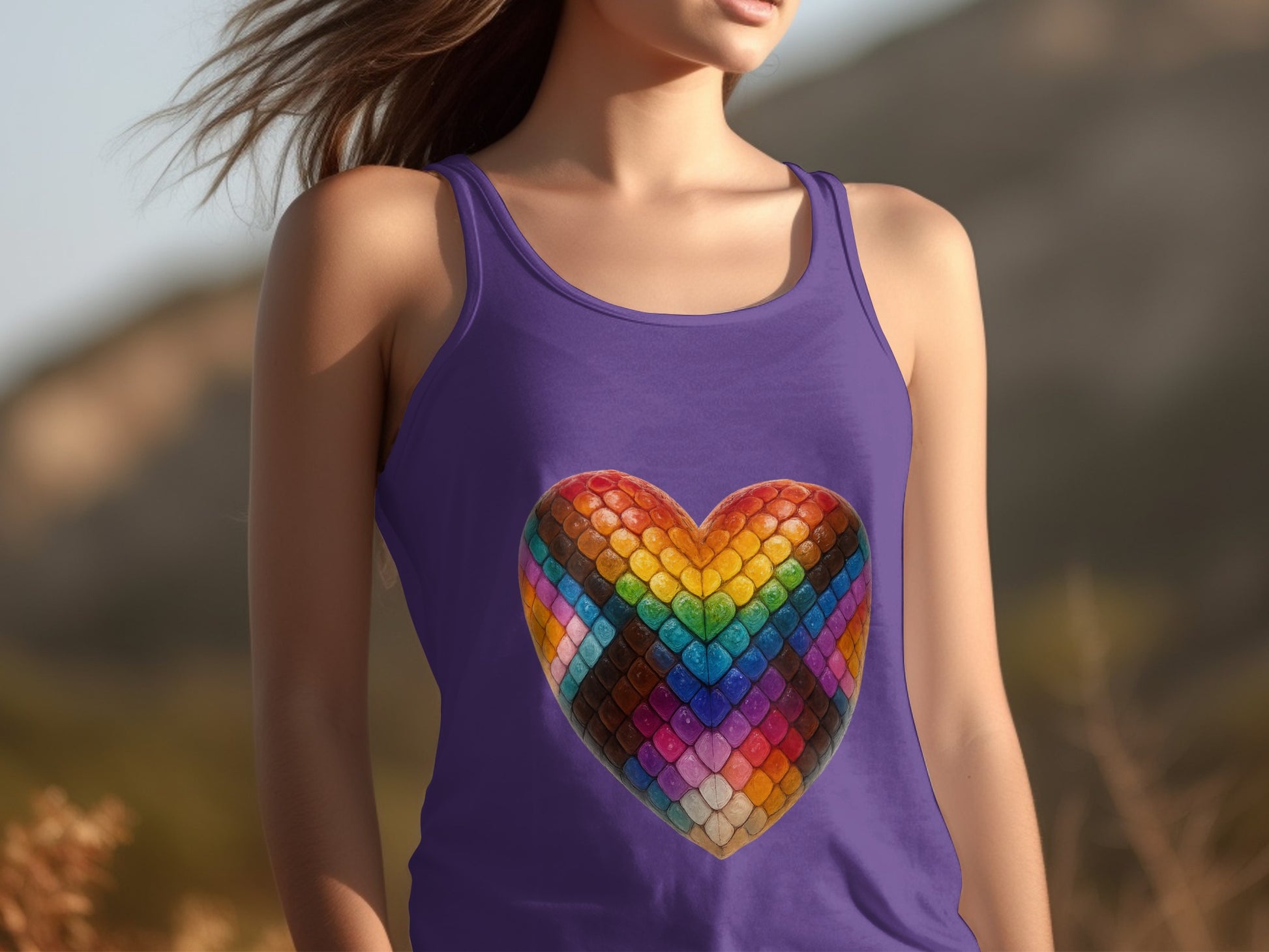 Rainbow Heart Design Purple Tank Top Product