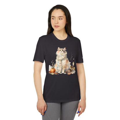 Cute Cat with Pumpkin Print on T-shirt