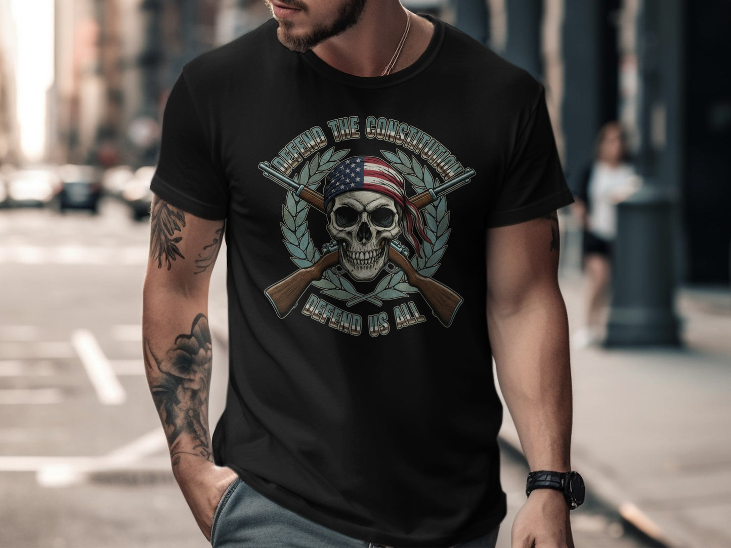 Defend the Constitution Skull Graphic Tee Product