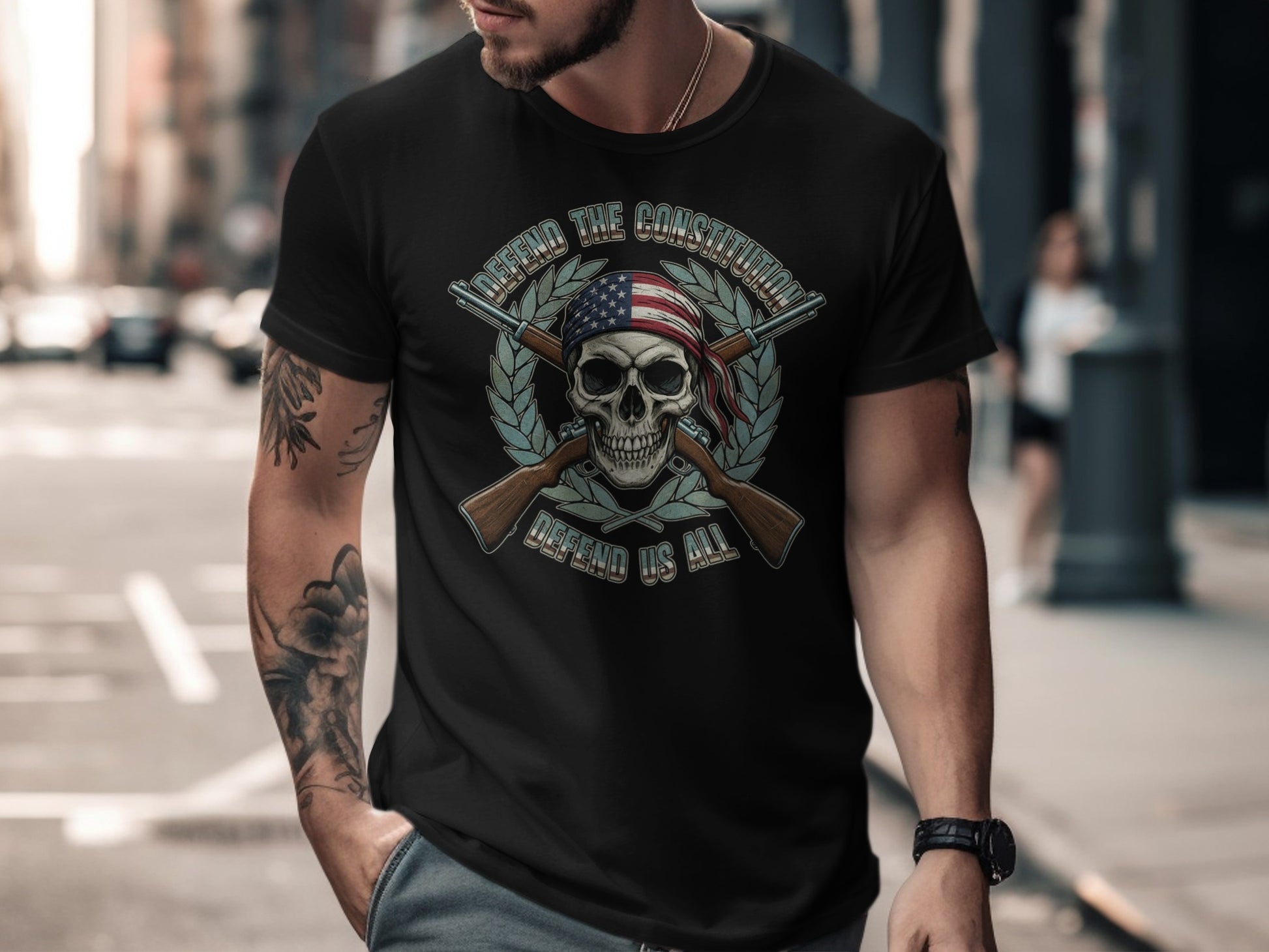 Defend the Constitution Skull Graphic Tee Product