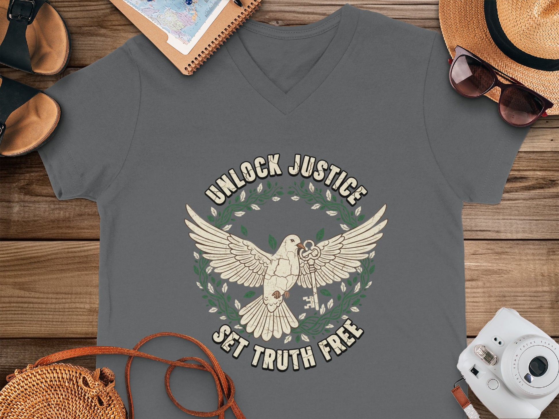 Unlock Justice Set Truth Free V-neck T-shirt