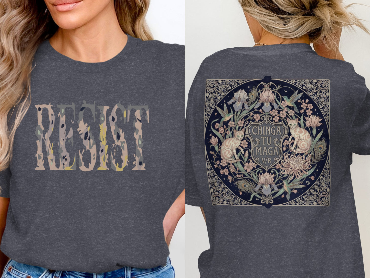 Resist Chinga Tu Maga VR Artistic Graphic T-Shirt