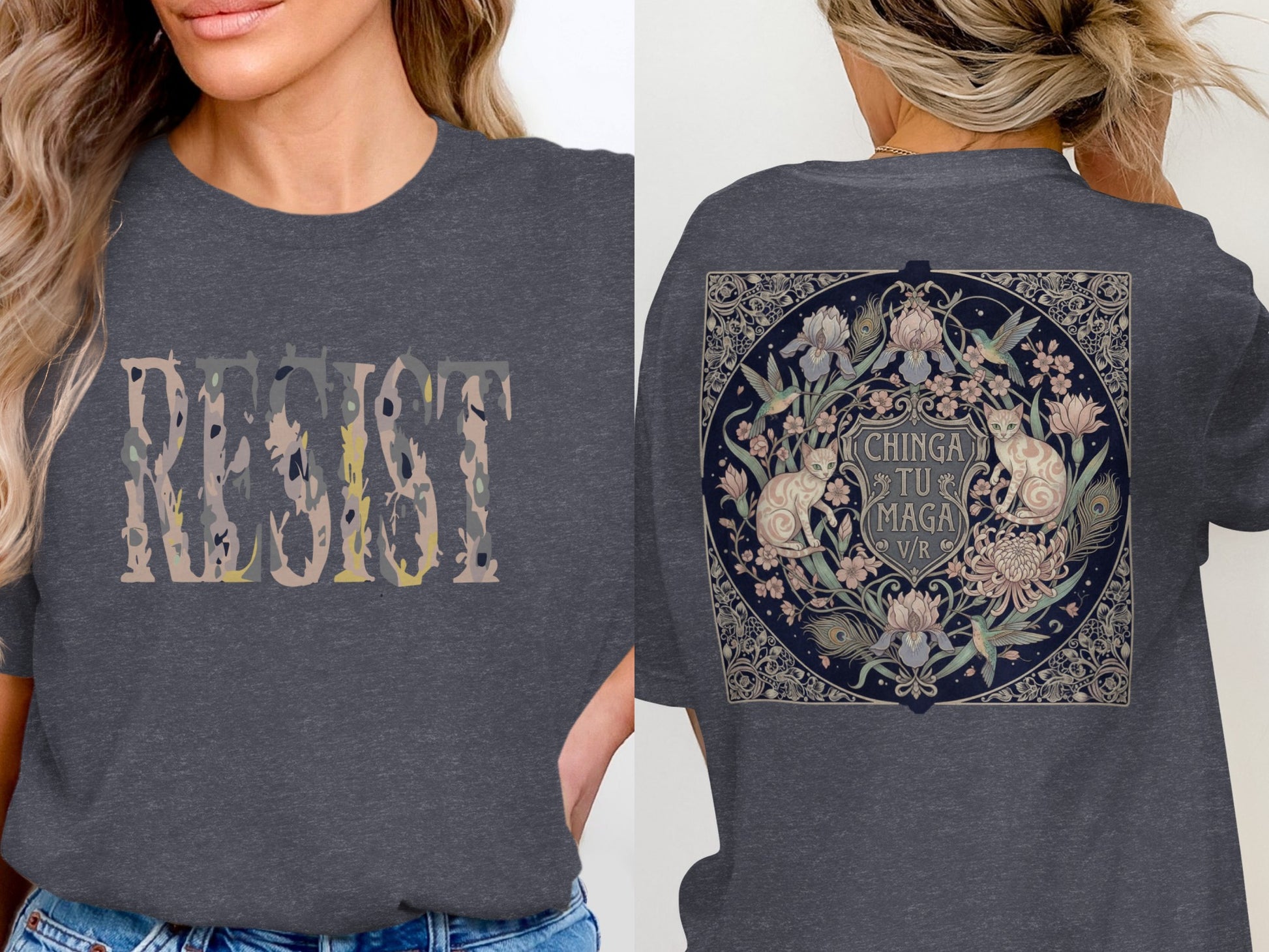 Resist Chinga Tu Maga VR Artistic Graphic T-Shirt