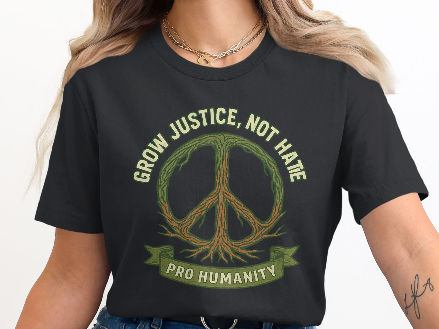 Grow Justice Not Hate Peace Symbol Graphic Shirt product
