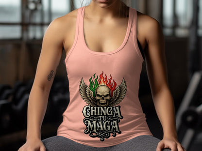 Chinga Tu Maga Winged Skull Graphic Tank Top product