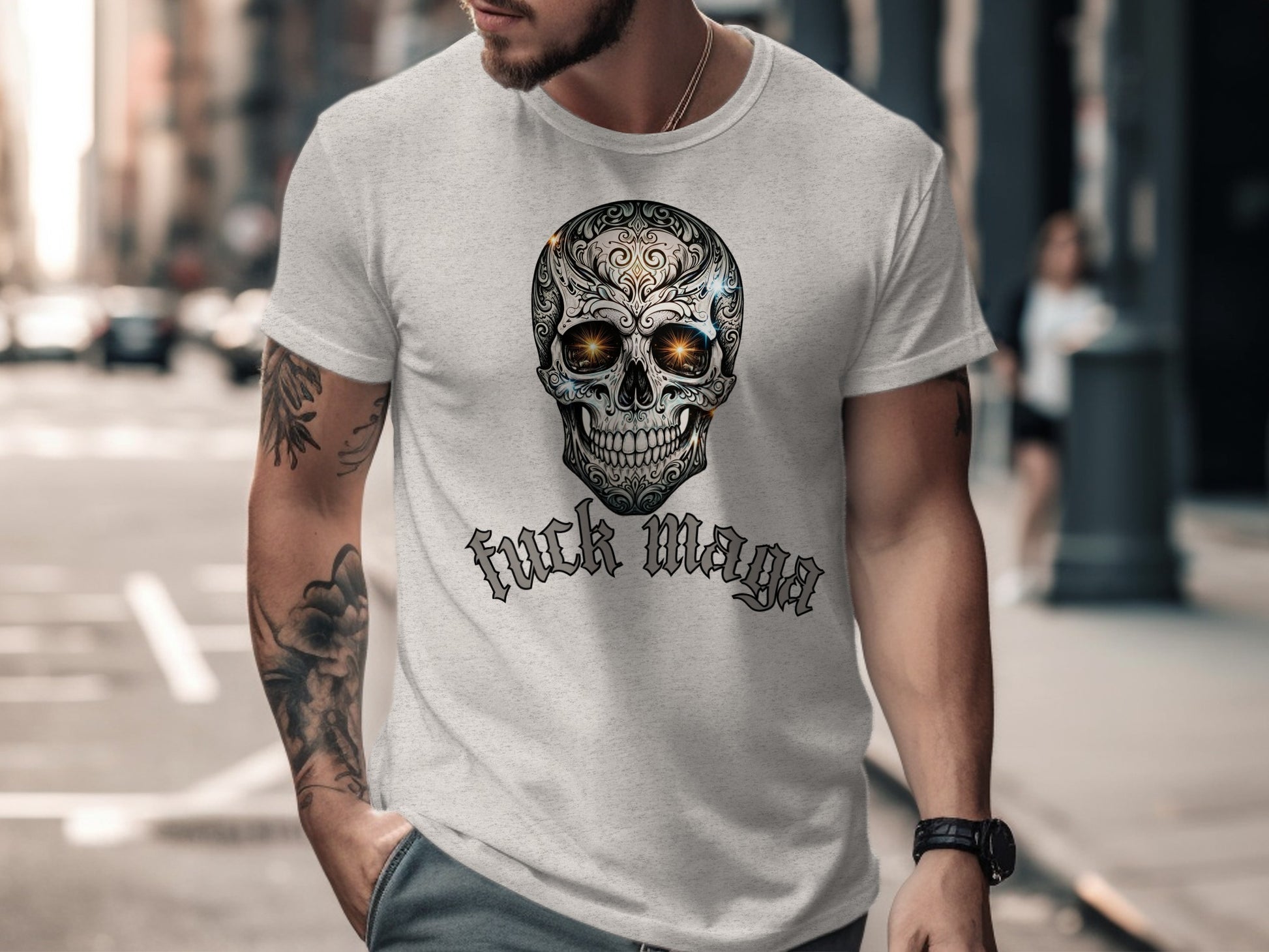 Skull Artwork Fuck Maga Street Style T-shirt product