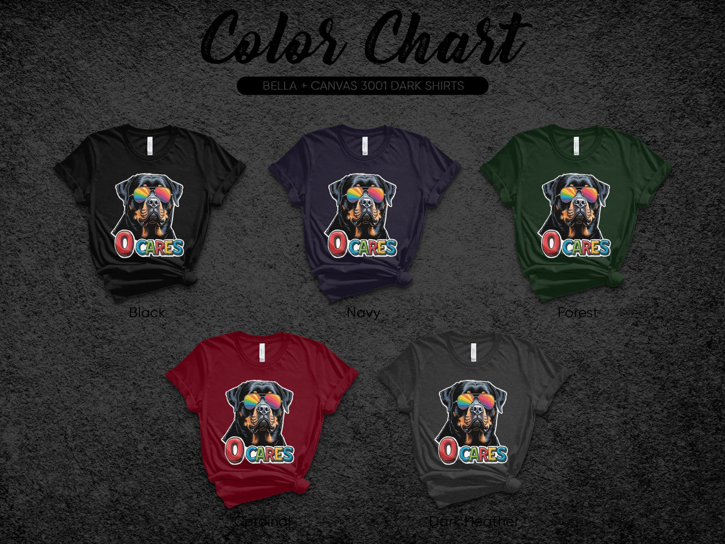 Colorful Dog Wearing Sunglasses O Cares T-shirt product type
