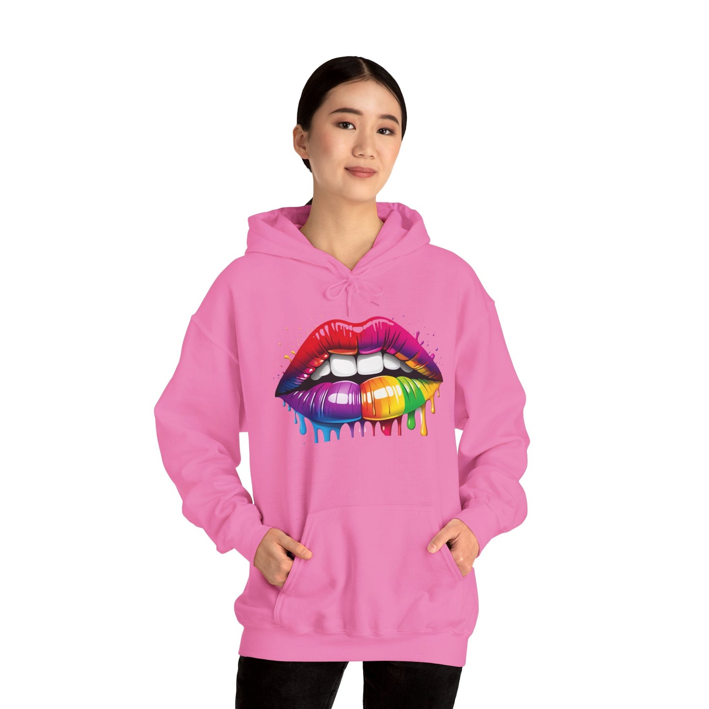 Pride hoodie Rainbow Dripping Lips Hoodie | Unisex Sweatshirt for Pride, LGBTQ+ Events, Casual Wear, Gift Idea, Vibrant Streetwear