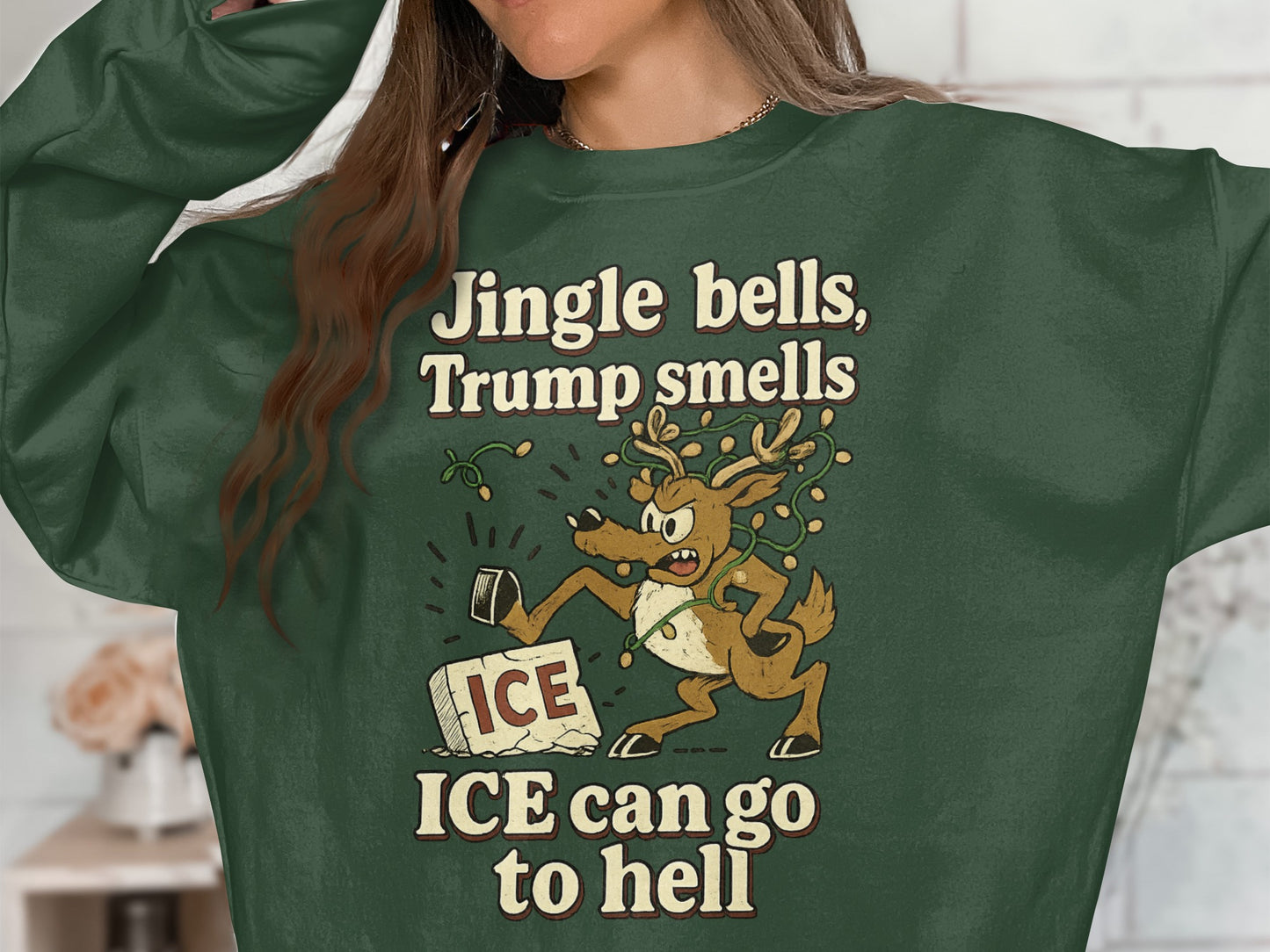 Jingle Bells Trump Smells ICE Can Go To Hell Shirt