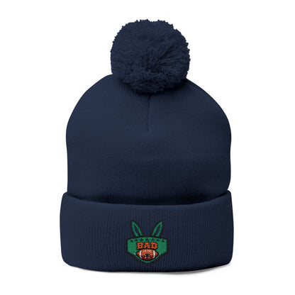 Navy Blue Bobble Hat with Green Bad Bunny Patch Hat