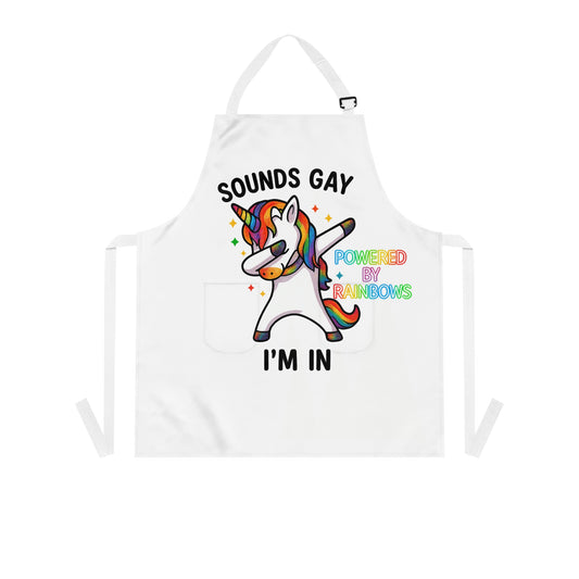 Rainbow Unicorn Apron – "Sounds Gay, I’m In" LGBTQ+ Pride Kitchen Apron