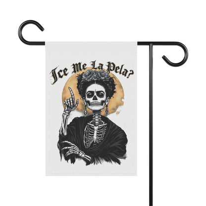 Day of the Dead Garden Flag — "¿Se Me La Pela?" Skeleton Frida Design